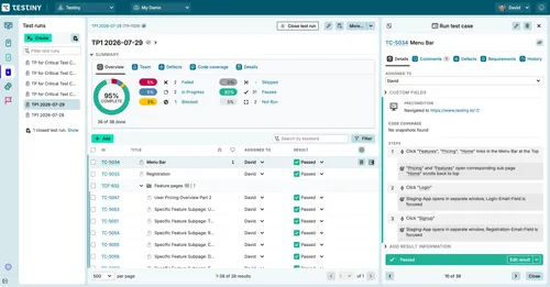 Testiny supports your testing efforts step-by-step