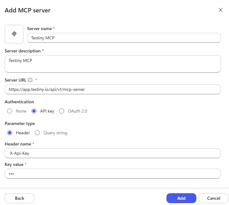 Copilot Studio - API key configuration