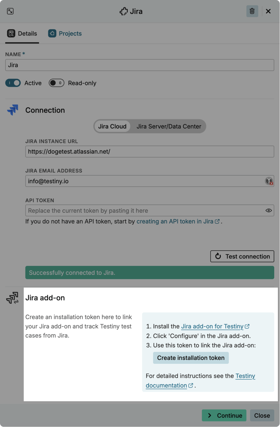 Jira add-on — Installation Token