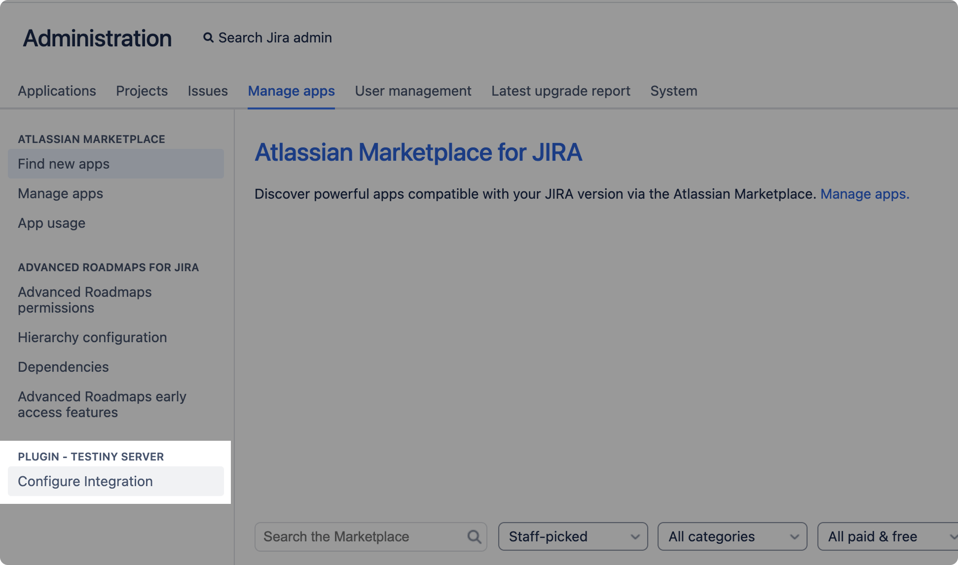 Jira integration — Select Configure