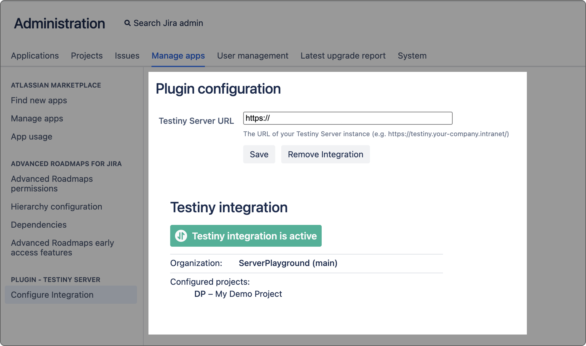 Jira integration — Define parameters for the integration