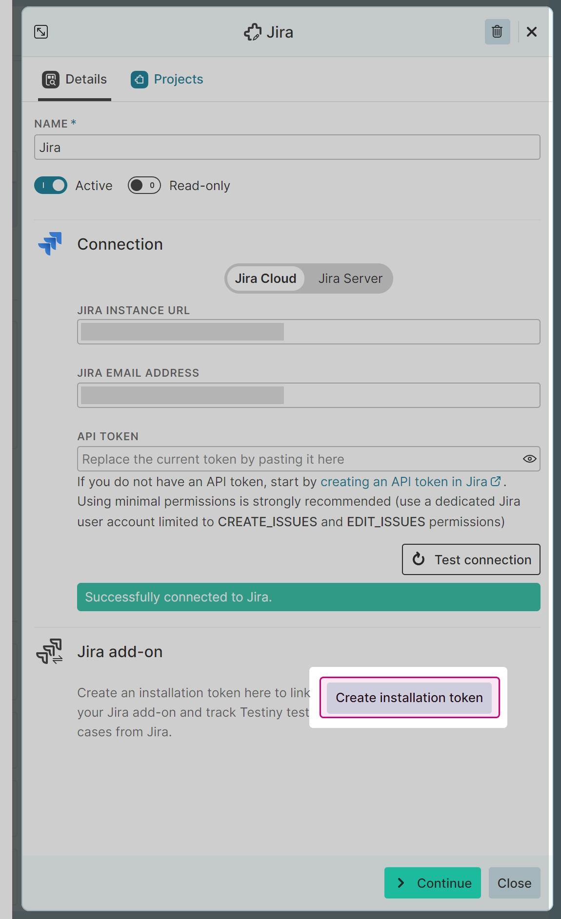 Jira add-on — Installation Token