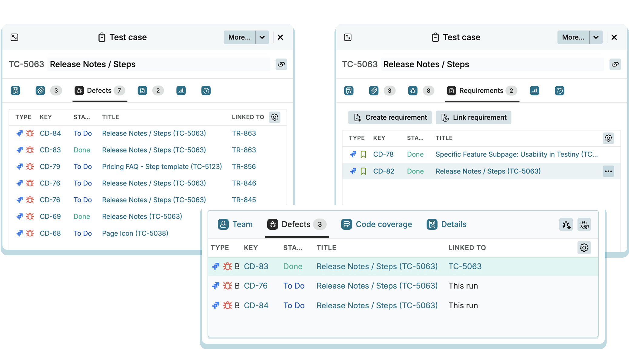 Integrations - Linked issues in Testiny