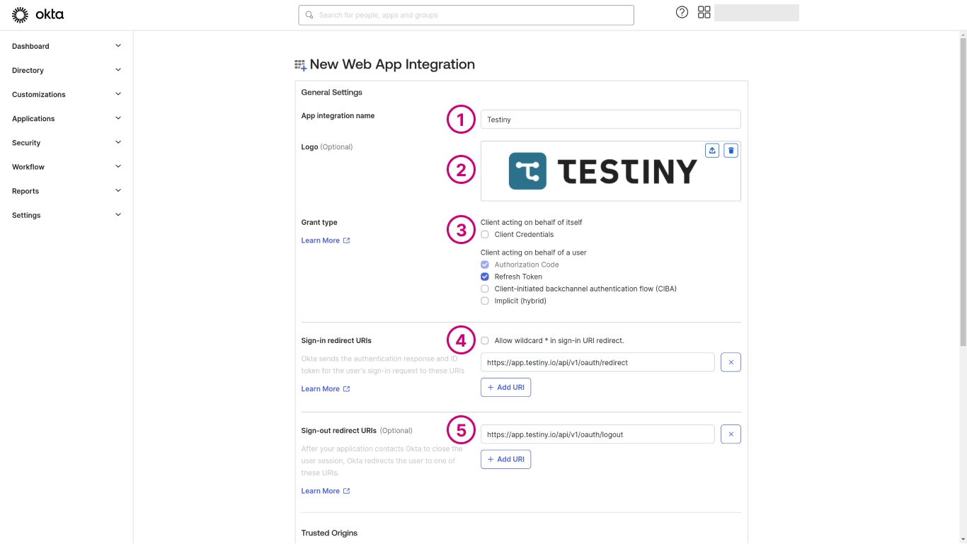 Okta configuration - step 3