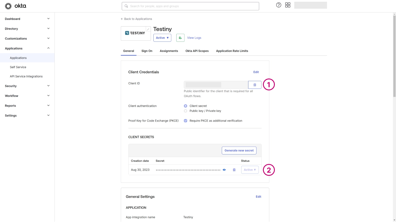 Okta configuration - step 6