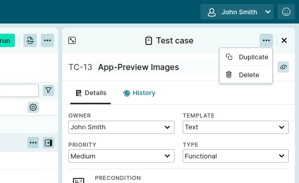 Demo project — test case details — dots expanded