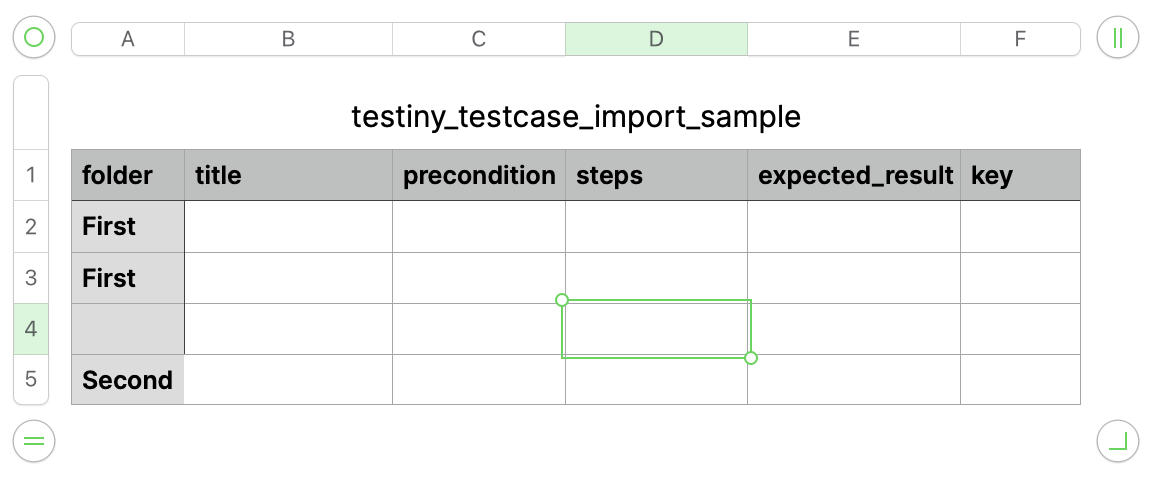 Testiny - Test case import via CSV/spreadsheet