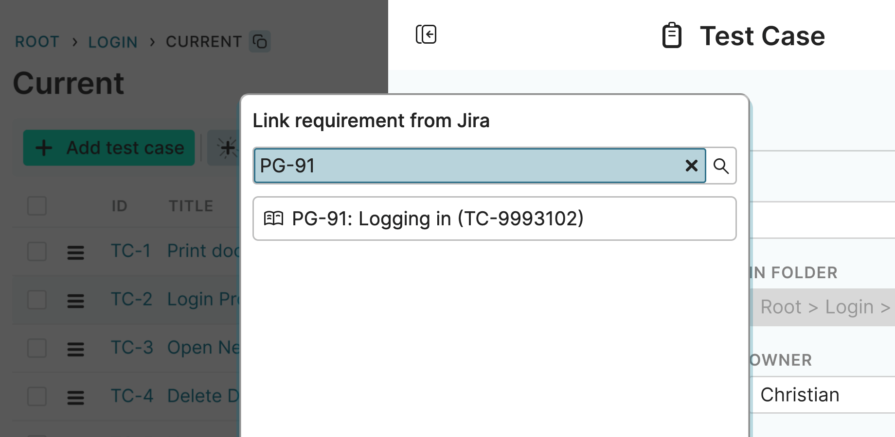 Testiny: Link requirements from Jira