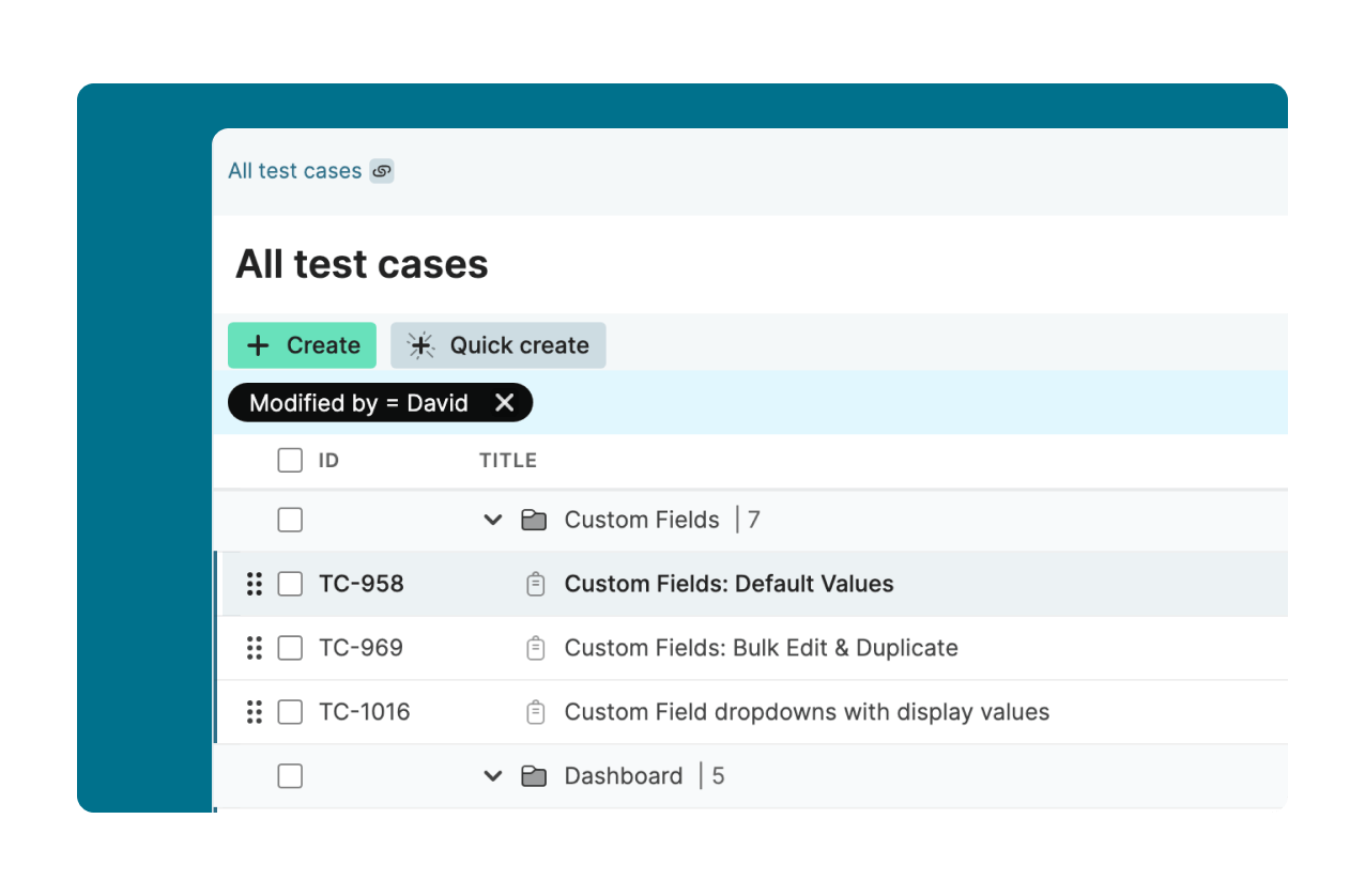 Organize test cases, edit existing test cases